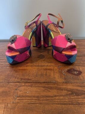NIB Kurt Geiger London Rainbow Multi Kensington
Ankle Strap Platform Sandal. 9